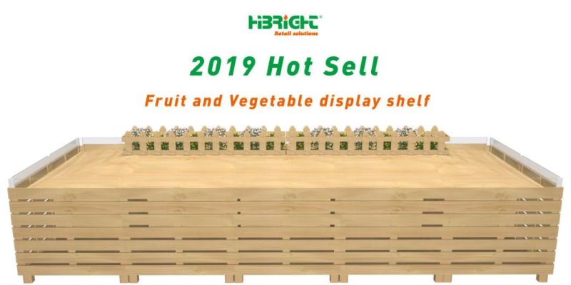 Metal and Wood Supermarket Fruit Vegetable Display Rack Shelf Stand