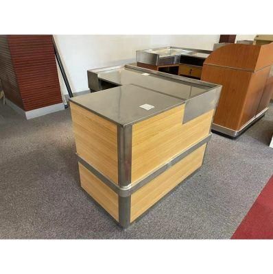 Convenience Store Popular Supermarket Grocery Checkout Counter with Electric Conveyor Belt