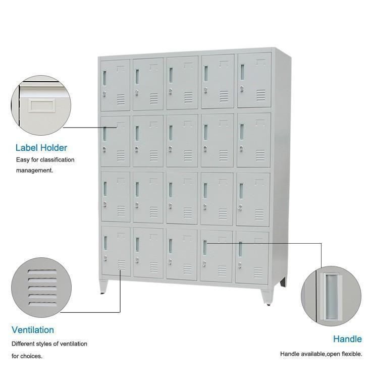 20 Doors Light Gray Steel School Gym Office Wardrobe Locker Cabinet