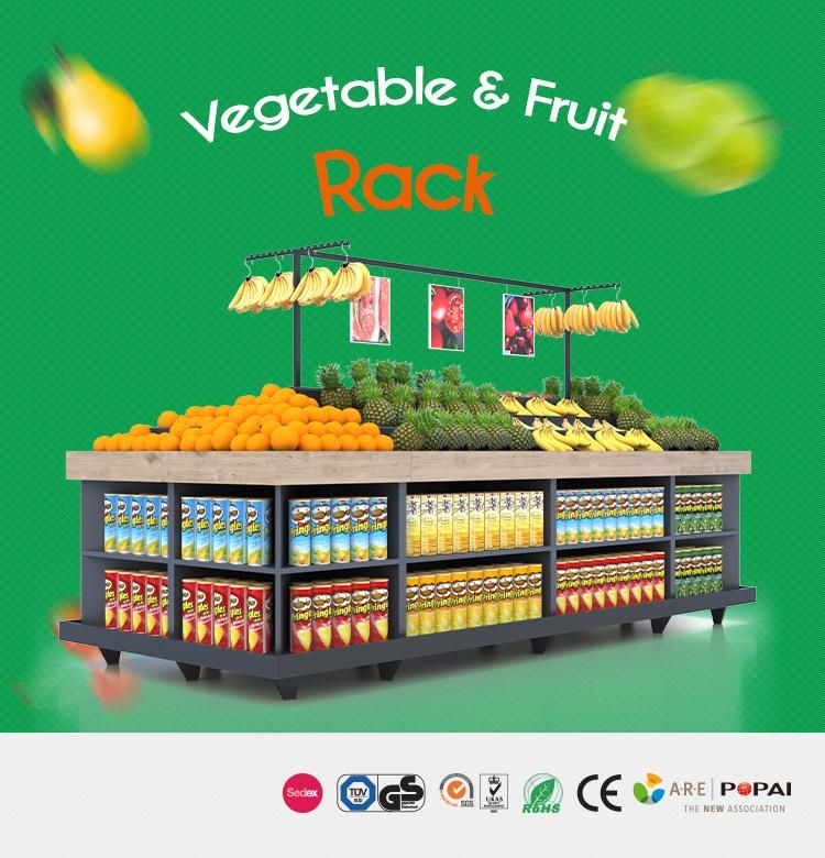 Wood and Metal Fruit and Vegetable Display Rack