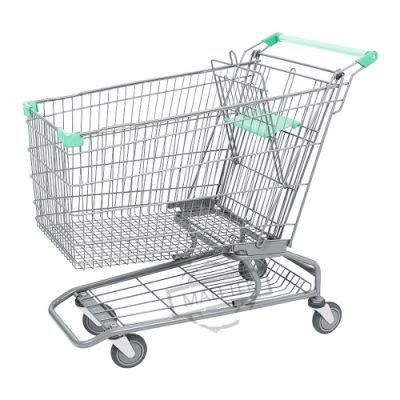 Popular Zinc with Powder Coating Supermarket Grocery Cart with Coin Lock