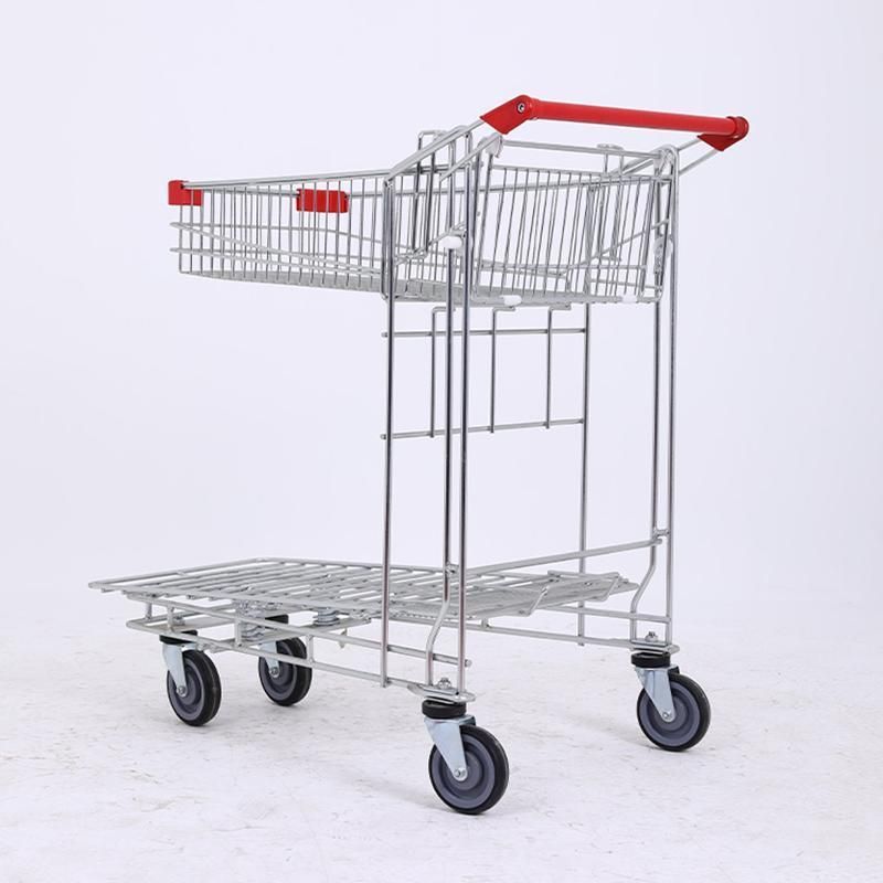 Japanese Style Supermarket Metal Shopping Cart Trolley with Wheels