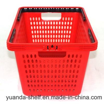 Wholesale Supermarket Plastic Unfoldable Small Shopping Basket with Handles