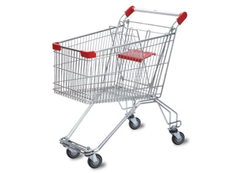 Supermarket Cart 190L Double Child Seat Plate Galvanized Shopping Trolley