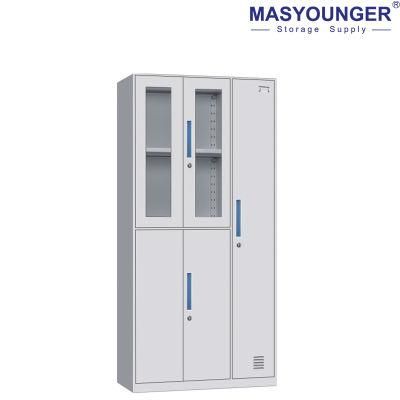 Steel Filing Cupboard Slim Glass Door Metal Office Ducument Cupboard