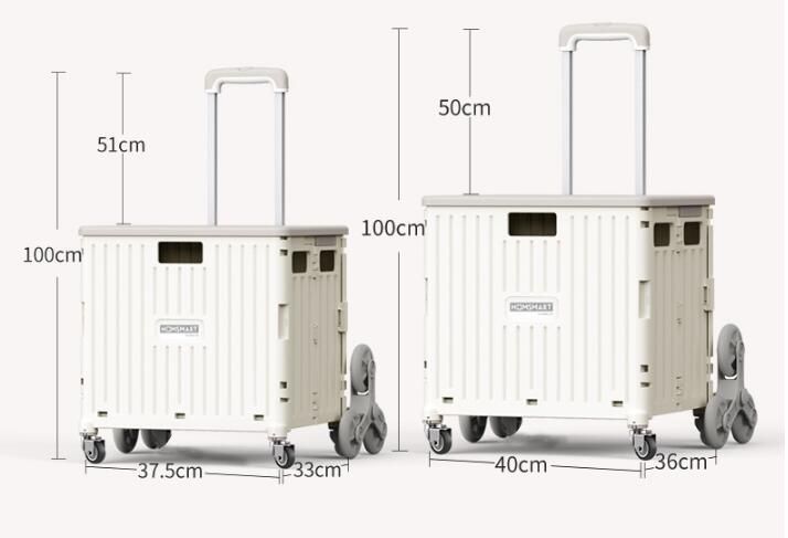 China High Quality Grocery Store Folding Food Cart Plastic Foldable Rolling Trolleys