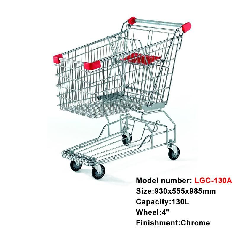 European Shopping Cart Plastic Shopping Basket with Wheels