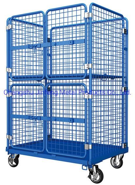 Supermarket Storage Shelf Metal Warehouse Foldable Logistics Storage Cage Carts