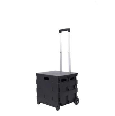 35L Plastic Folding Shopping Hand Trolley Cart with Two Wheels