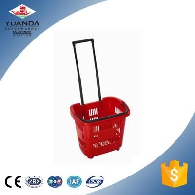 Small Two-Wheeled Metal Trolley Single Handle Supermarket Shopping Trolley Wholesale