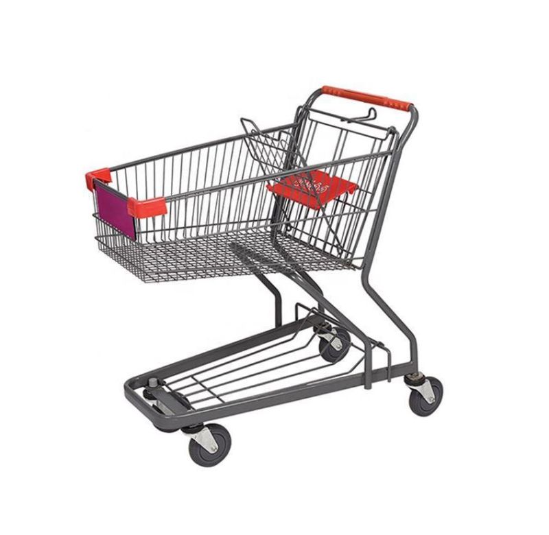 China Factory Supermarket Metal Cart Store Shopping Trolley with Seat