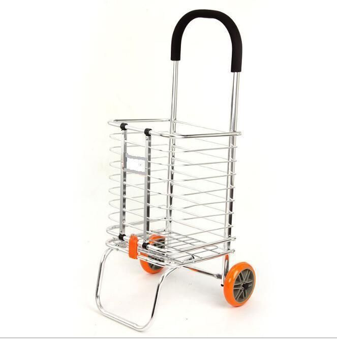 China Household Aluminum Folding Grocery Cart Carrito Feria with Two Wheels
