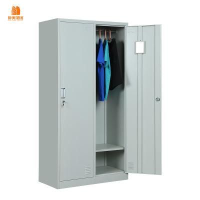 Double Door Metal Clothes Cabinet Steel Wardrobe Locker