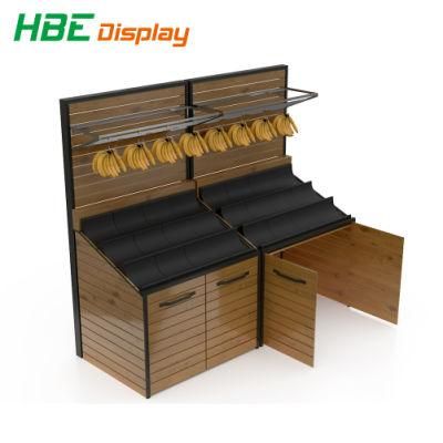 New Design Single Sided Banana Wood Display with Cabinet