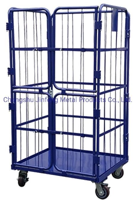 Supermarket Metal Warehouse Foldable Logistics Storage Cage Trolley