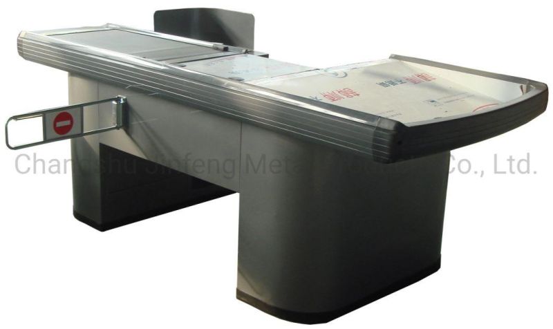 Supermarket Checkout Counter Store Cashier Desk with Conveyor Belt Jf-Cc-065