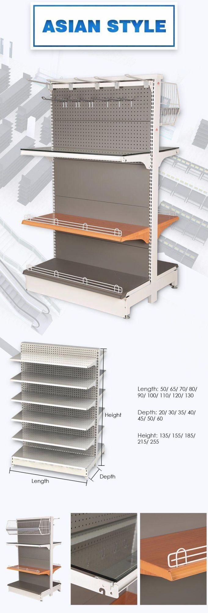 Metal Supermarket Shelf Shope Shelves with Round End Unit