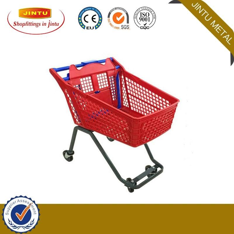 100L 820*490*990mm Plastic Supermarket Shopping Cart 60L