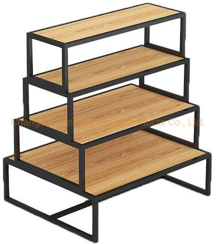 Supermarket Wooden and Metal Display Racks Exbihition Rack Stand