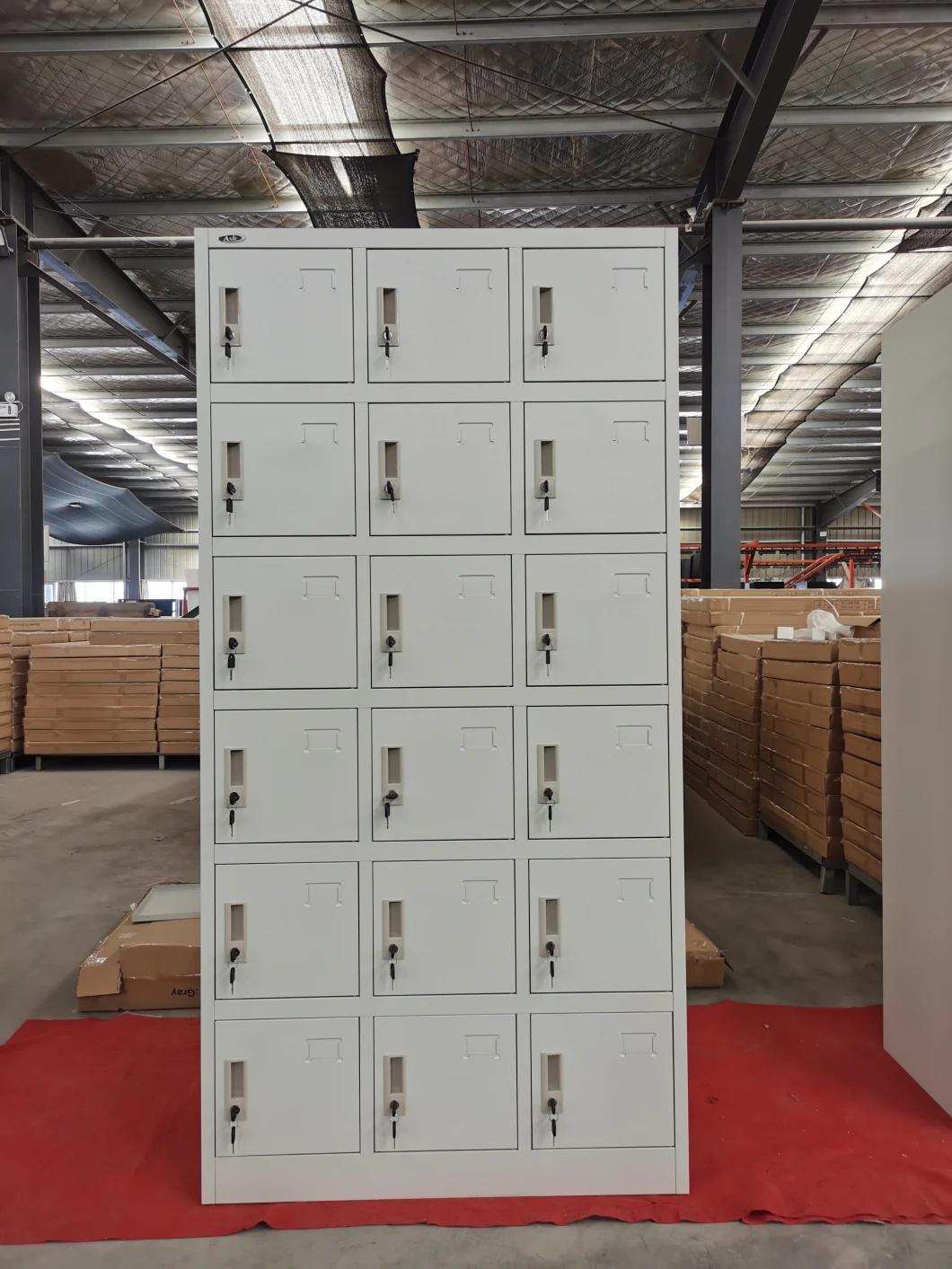 Modern Multifunctional Metal Furniture Cabinet Worker Use Steel 18 Door Storage Locker