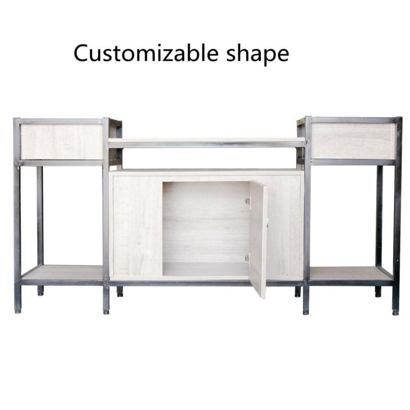 Hot Selling Popular Beauty Shop Iron Wooden Display Shelves Skin Care Cosmetic Display Stand