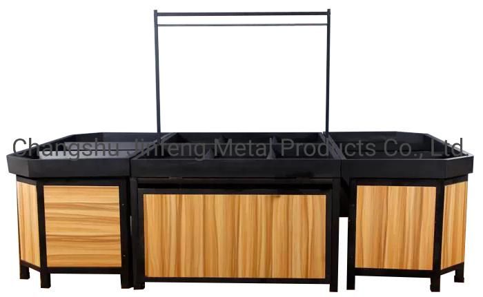 Supermarket Metal Wooden Fruit Vegetable Display Rack