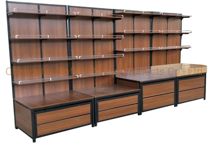 Supermarket Shelf Convenience Store Wooden Display Stand