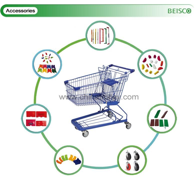 Large Capacity Wire Supermarket Shopping Push Cart