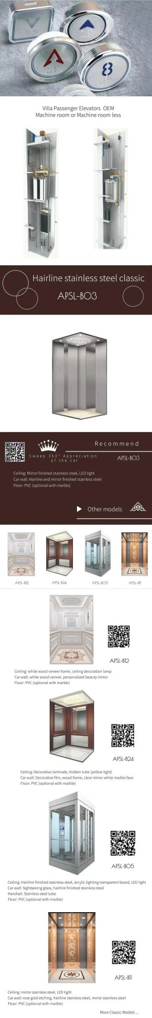 FU JI APSL Durable A Grade Elevator China Manufacturer