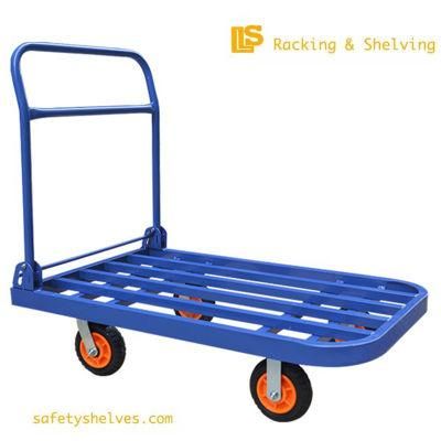 Heavy Duty Industrial Foldable Square Tube Trolley 4 Wheels Push-Pull Trucks for Warehouse Storage