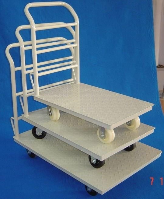 500kg Metal Flat Hand Warehouse Tooling Cart with Four Wheels