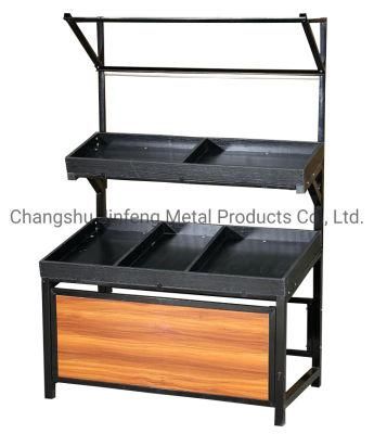 Supermarket Display Rack Customizable Vegetable and Fruit Shelves with Wood