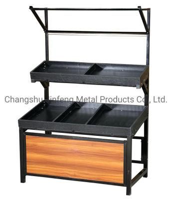 Supermarket Display Rack Customizable Vegetable and Fruit Shelves with Wood