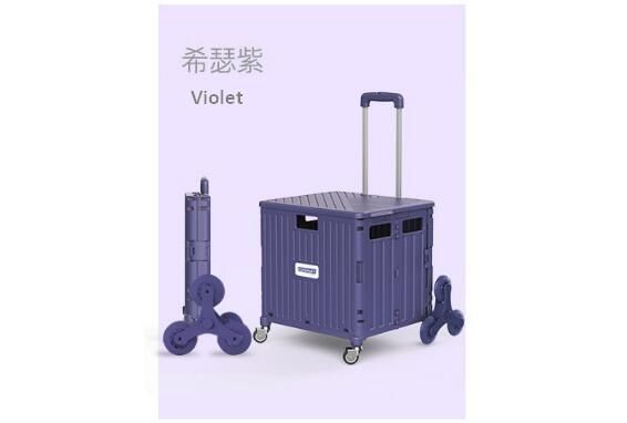 China New Arrival Plastic Folding Shopping Trolley Cart Stair Climbing Wagon with Seat