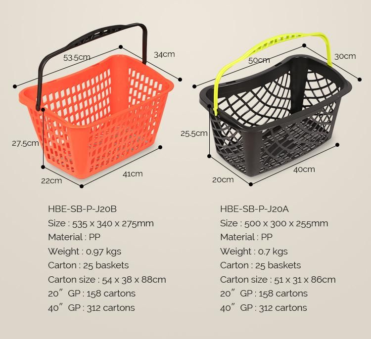 Plastic Shopping Basket Trolley with Wheels
