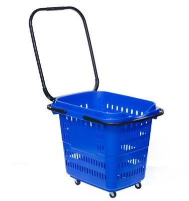 Handle Basket Store Rolling Plastic Shopping Cart