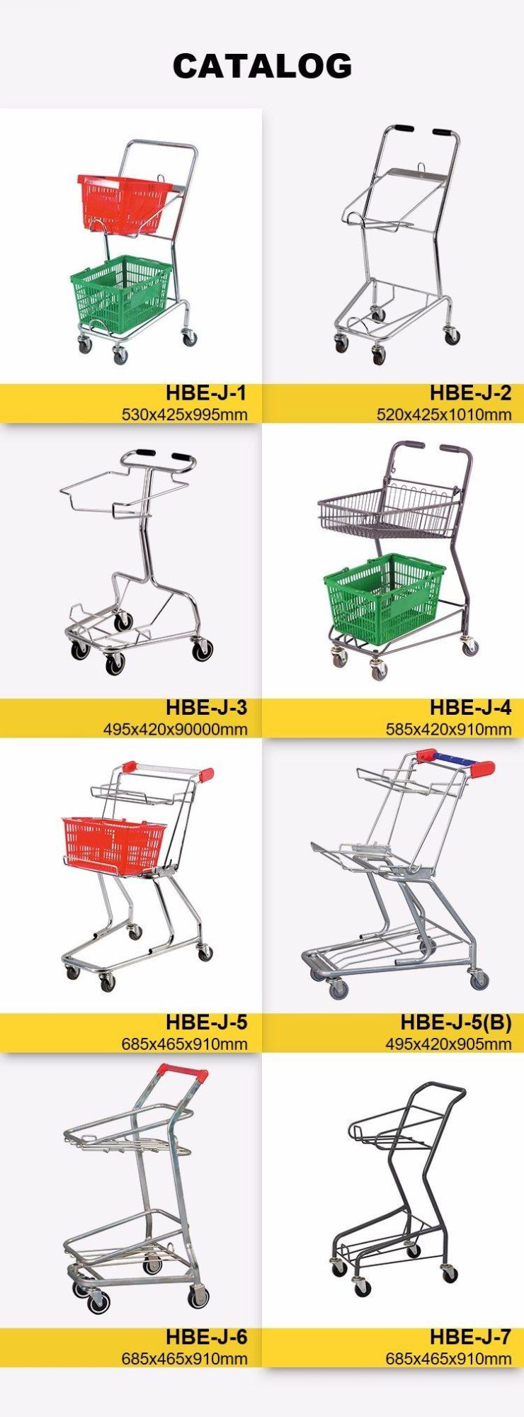 Metal Two Tiers Shopping Cart Baskets Shopping Trolley