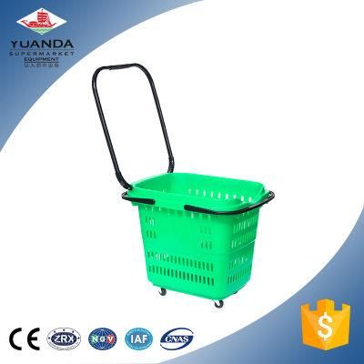 Luxury Large Four Wheels Rod Hand Basket