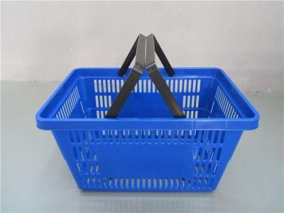 Double Handle Portable Plastic Shopping Basket for Supermarket