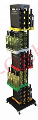 Movable Modern Rack Wine/Retail Shops Whisky Display Rack with Wheels