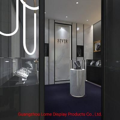 Stainless Steel Modern Diamond Cabinet Glass Jewelry Display Interior Design Showcase Shop