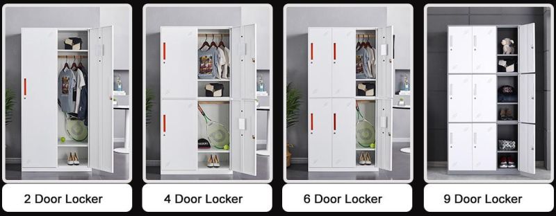 White 3 Doors Steel Locker Metal Clothes Cabinet