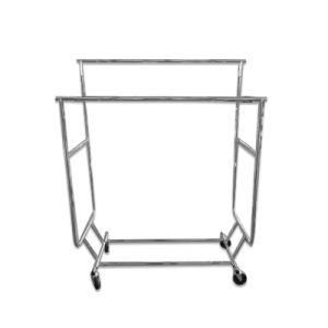 PY020-Amazon Hot Sell Customized Portable Metal Double-Rail Boutique Household Clothing Hanging Display Rack