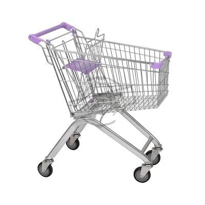 Hot Sale European Zinc Plated Supermarket Trolley with Accessories