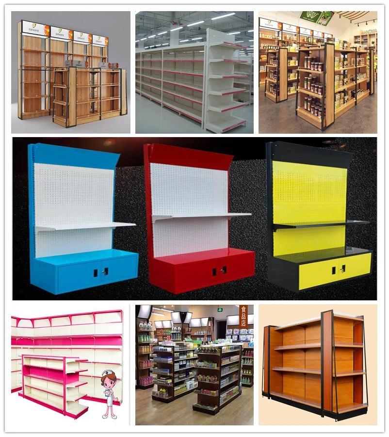 Metallic Material Metal Supermarket Shelf with Flat Back Panel