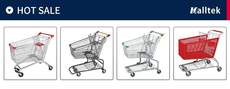 High Quality Asian Style Metal Wire Shopping Trolley for Supermarket