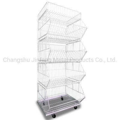 Multi-Layer Metal Supermarket Wire Stackable Rack Storage Shelves Wire Display Basket