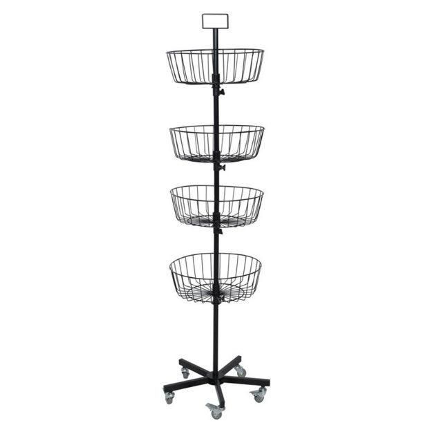 Retail Store Round Basket Wire Center Display Shelf with Wheels