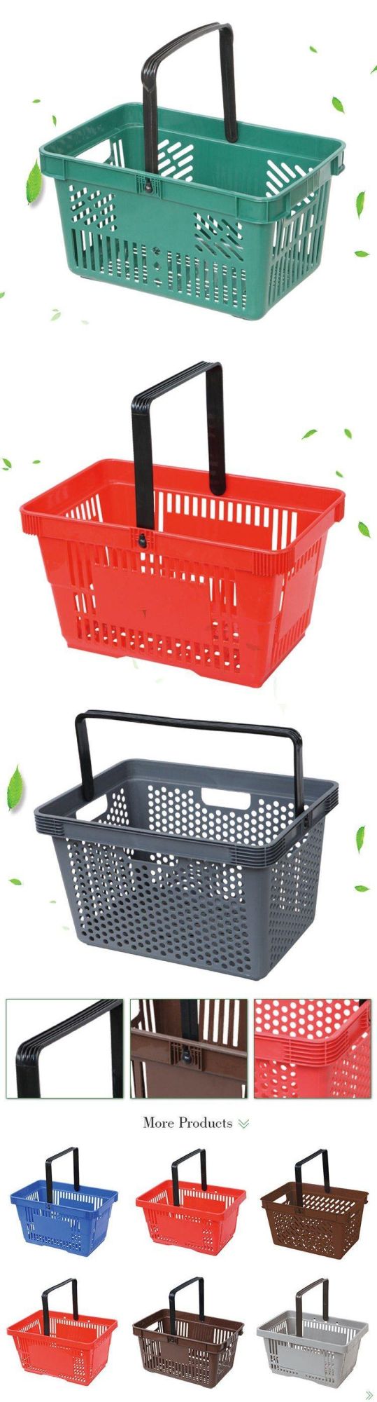 Groceries Trendy Supermarket Plastic Shopping Basket with One Handle