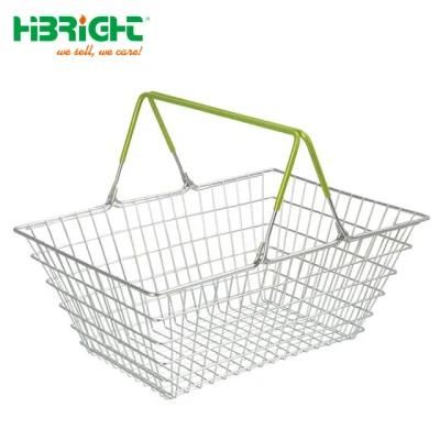 Double Handle Galvanized Steel Wire Hand Shopping Basket with Dipped Handle